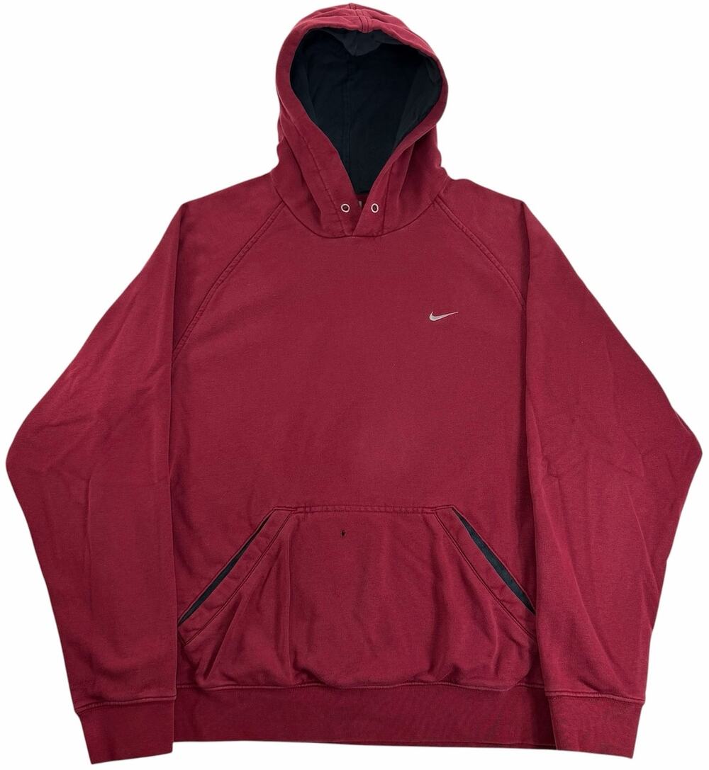 Vintage 90s y2k Red Nike Hoodie Embroidered Swoosh Men's L Sweatshirt Silver Tag